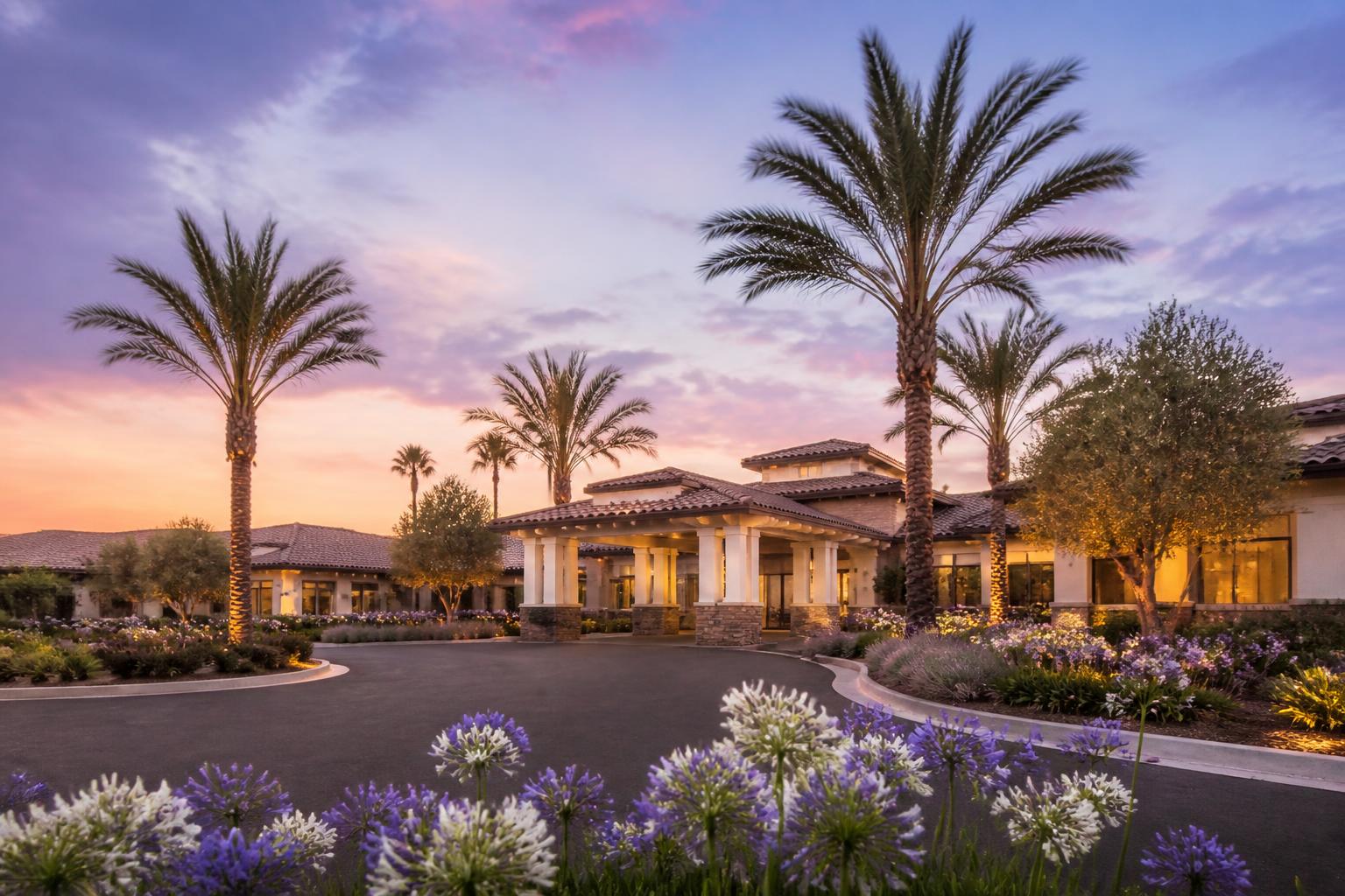 A welcoming assisted living community in North Hollywood at golden hour